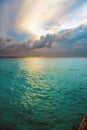 Maldives. Solar rising above ocean