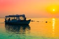 Maldives, sunset boat Royalty Free Stock Photo