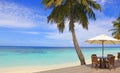 Maldives, tropical beach deck at ocean Royalty Free Stock Photo