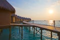 Maldives. Villa on piles on water at the time su Royalty Free Stock Photo
