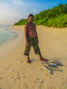 Maldivian Fisherman Royalty Free Stock Photo