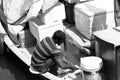 Maldivian fisherman is working on the boat Royalty Free Stock Photo