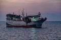 Maldivian fishing boat in maldives at night Royalty Free Stock Photo