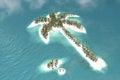 Maldivian island in the shape of a Palm tree, 3d rendering Royalty Free Stock Photo