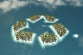 Maldivian island in the shape of a Recycling symbol, 3d rendering Royalty Free Stock Photo