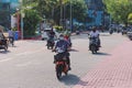 Maldivian Local People riding on the Bikes on the Male City streets