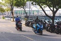 Maldivian Local People riding on the Bikes on the Male City streets