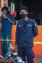 Maldivian male young police officer on duty during covid-19
