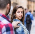 Male accosting to girl Royalty Free Stock Photo