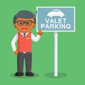 Male African people with valet parking sign Royalty Free Stock Photo