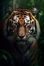 Male African Tiger large detail of face in focus with great detail illustration