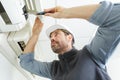 male air conditioning technician Royalty Free Stock Photo