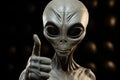Male alien pointing at the camera. Alien. Extraterrestrial Life Concept.