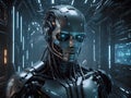 Synthetic Sentience: The Thoughtful Android. AI, data science, digital technology concept. Royalty Free Stock Photo