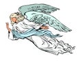 male angel flying, christian religious creature. Symbol of grief and sadness Royalty Free Stock Photo