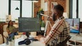 Male app developer using html script code on computer Royalty Free Stock Photo
