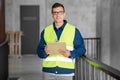 male architect with clipboard at office Royalty Free Stock Photo