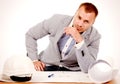 Male architect or engineer sitting at his desk Royalty Free Stock Photo