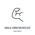 male arm muscles icon vector from body parts collection. Thin line male arm muscles outline icon vector illustration Royalty Free Stock Photo