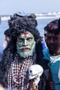 Male artist as lord shiva during masan holi in varanasi