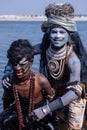 Male artist as lord shiva during masan holi in varanasi