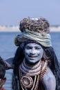 Male artist as lord shiva during masan holi in varanasi