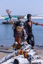 Male artist as lord shiva during masan holi in varanasi