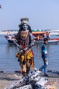 Male artist as lord shiva during masan holi in varanasi