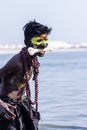 Male artist as lord shiva during masan holi in varanasi