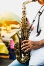 male artist playing saxophone Royalty Free Stock Photo