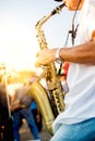 male artist playing saxophone Royalty Free Stock Photo