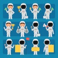 Male astronaut in spacesuit in different poses and emotions Pack 1. Big character set