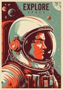 Male astronaut vintage flyer colorful
