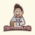 Male Astronauts in Space Uniform Color Logo Illustration