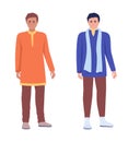 Male asylum seekers semi flat color vector characters set