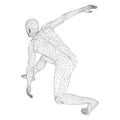 Male athlete discus thrower or a runner, in standby or low start. Views from different sides. Vector illustration of black, triang