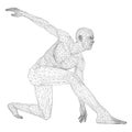 Male athlete discus thrower or a runner, in standby or low start. Views from different sides. Vector illustration of black, triang