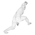 Male athlete discus thrower or a runner, in standby or low start. Views from different sides. Vector illustration of black, triang