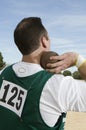 Male Athlete Holding A Shot Put Royalty Free Stock Photo