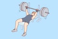 Male athlete lift barbell