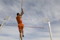 Male Athlete Performing A Pole Vault