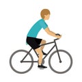 Male athlete practicing biking isolated icon design