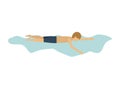 Male athlete practicing swimming isolated icon design