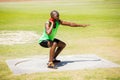 Male athlete preparing to throw shot put ball Royalty Free Stock Photo