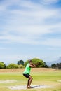 Male athlete preparing to throw shot put ball Royalty Free Stock Photo