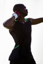 Male athlete preparing to throw shot put ball Royalty Free Stock Photo