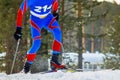 male athlete skier running skiing climb mountain