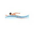 Male athlete swimming, water sport activity vector Illustration on a white background