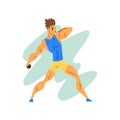 Male athlete throwing a kernel, professional sportsman at sporting championship athletics competition vector