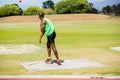 Male athlete throwing shot put ball Royalty Free Stock Photo